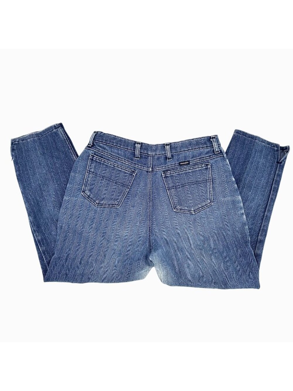 UNIQUE VINTAGE HERRINGBONE STRIPE WRANGLER HIGH RISE STRAIGHT LEG DENIM JEANS 18